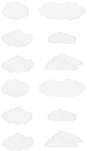 VILLCASE Selbstklebende Wolken Patches 12 Stück Diy Applikationen Zur Kleidung Verzierung Und Reparatur Für T-Shirts Jeans Taschen Weiß 2X0.8X0.08 Zoll