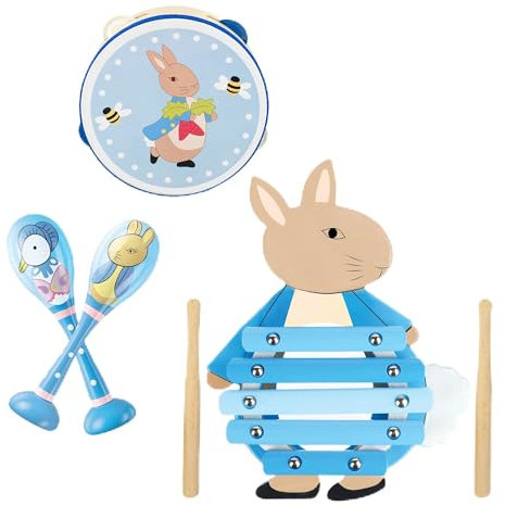 Peter Rabbit Wooden Musical Instruments Set for 18 months Olds, Toddlers - Wooden Musical Toys, Montessori Toddler Toys - Early Development & Activity Toys by Orange Tree Toys