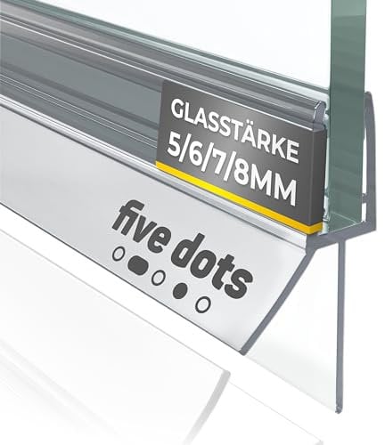 five dots Duschdichtung 8mm *NEU2025* - Duschdichtungen für Duschtüren ohne vergilben - Dichtung Dusche Glastür 6mm hält 100% dicht - Duschtürdichtung Unten - Duschkabinen Dichtungen