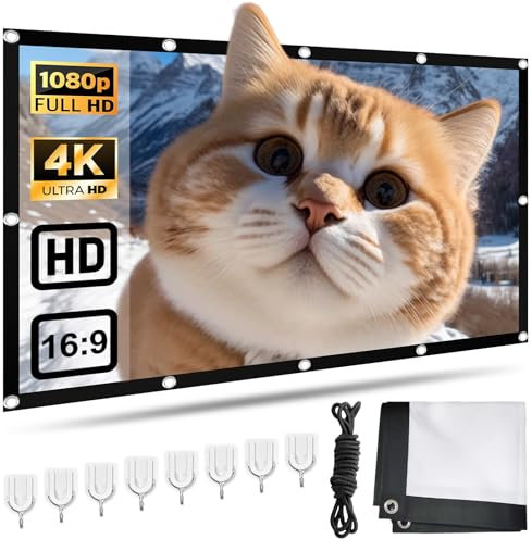 Schermo di proiezione, 100 pollici, per interni ed esterni, 16:9 HD 4K, proiezione su entrambi i lati, schermo portatile per casa, ufficio, scuola e attività all'aperto