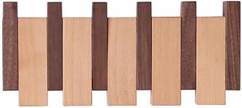Klavier-Garderobe, Massivholz-Klavierschlüssel-Garderobe, wandmontierte Garderobe mit 4/6/8 herunterklappbaren Haken, Buche und Schwarznussbaum, für Eingangsbereich, Wohnzimmer,4 Hooks