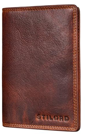 STILORD 'Dima' Portafoglio Pelle per Uomo e Donna Porta Carte Documenti Multifunzione Custodia per Passaporto e Carte di Credito Protezione RFID Cuoio Autentico, Colore:kara - cognac