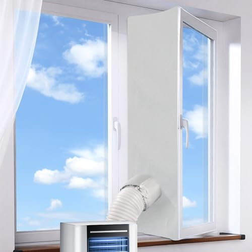 Fohil 400CM (157) Portable AC Window Seal Kit, Window Vent Seal Kit for Portable Air Conditioner Dryer, Waterproof Full Sealing A/C Vent Sealing Cloth for Push Out Windows