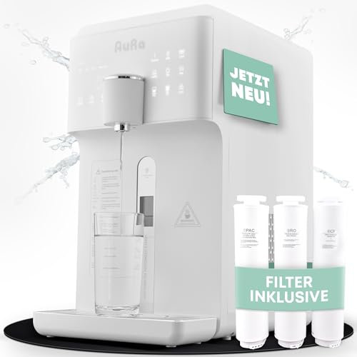 AuRa - Sistema de ósmosis para agua potable [sin depósito] - Filtro de agua que ahorra espacio para agua pura, dispensador de agua caliente, dispensador de agua de hidrógeno, sistema de ósmosis
