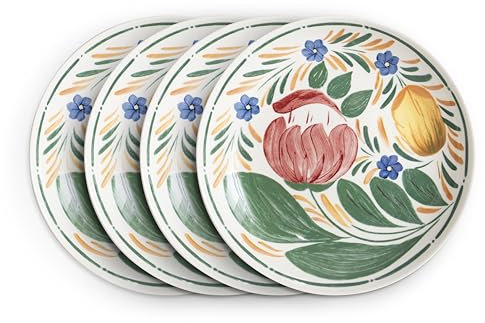 Wade WA967049CAP Capri Set of 4 Dinner Plates with Vibrant Mediterranean Inspired Design, Crafted from Earthenware, Made in Stoke-on-Trent, 28cm, Multi-Coloured