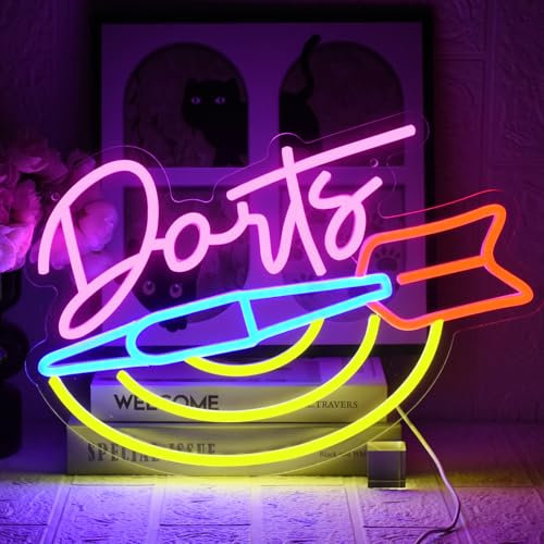 UExnkj-Y Darts Neon Schild Led Bar Neon Schild Game Dart Neon Sign USB Dimmbares Game Leuchtreklame für Spielzimmer Kneipe Heim Bar Club MäNnerhöHle Party Dekor