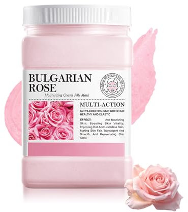 Soleneva Rose Peel Off Maske Gesicht 540g - Jelly Mask Powder for Gesichtsmasken Selber Machen - Gelee-Gesichtsmaskenpulver mit Rose - Gesichtsmaske Frauen für Helle und Glatte Haut Anti Falten (rosa)