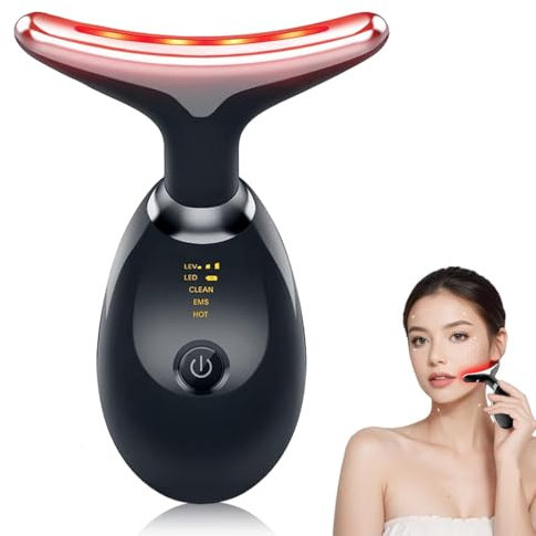 1 pezzo Massaggiatore Viso Lifting Antirughe Elettrico: Dispositivo di Bellezza con 7 Colori LED - Face Massager a con Microcorrente per Rughe - Massaggio Viso EMS Gua Sha Rassodante Viso e Collo