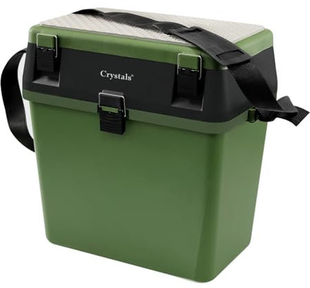 Crystals Fishing Tackle Box & Rucksack Seat, Lure Storage Case, Organizer with Padded Seat & Straps, Fly Sea Coarse Fishing Backpack, Tackle Storage (Fishing Tackle Box)