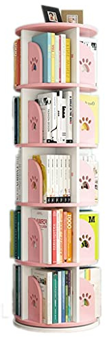 Libreria per bambini girevole a 360° con tavolino rimovibile rosa (40 x 143 cm) stimola l'interesse dei bambini per la lettura