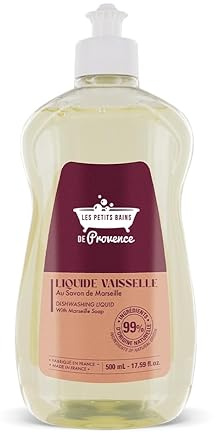 Liquide Vaisselle – Savon de Marseille – 99% Ingrédients Naturels – Dégraisse et Fait Briller – Doux pour les Mains – Parfum Authentique – Format 500ml – Fabriqué en France