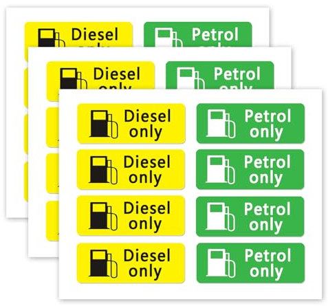 24 Pcs Diesel Stickers and Petrol Stickers Fuel Cap Reminder Labels Car Label for Fuel Cap & Tank（70x25 mm）