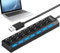 Hub USB - Répartiteur Haute Vitesse à Ports Multiples,Hub USB Polyvalent avec Bouton Individuel pour Montage Vidéo, Télétravail, Voyage, Salle de Classe et Espaces Collaboratifs