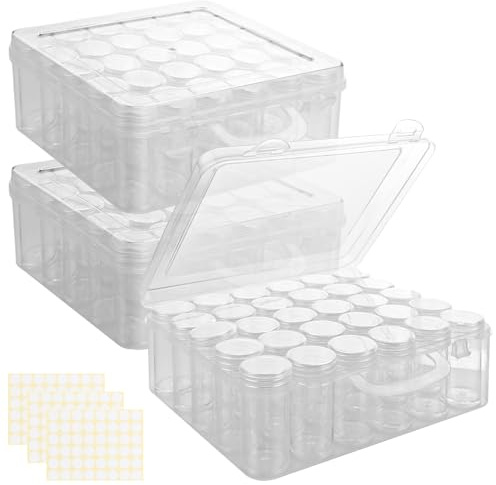 ZOFUN 3 Stück Diamond Painting Aufbewahrungsbox, Diamond Painting Zubehör Boxen, 30 Gitter Perlen Aufbewahrungbox mit Stickers für Perlen Steine Samen Strass 5D DIY Handwerk Als Geschenk