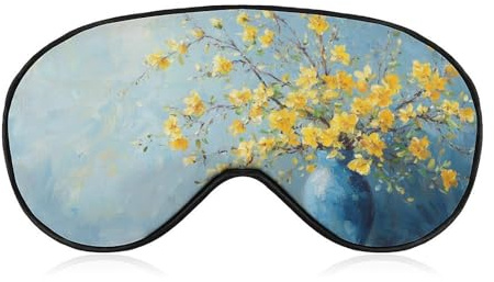 Schlafmaske, gelbe Blumen in Vase, Schlafmaske für Damen und Herren, verstellbarer Riemen, Augenbinde, Augenabdeckung für Reisen, Yoga, Nickerchen, Schichtarbeit