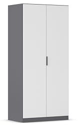 Rauch Möbel LAGOA, Kleiderschrank, Farbe Weiß/Grau metallic, Breite 91 cm | Schrank, Mehrzweckschrank, 2-türig, Zubehör Classic, für Schlafzimmer, Kinderzimmer, Babyzimmer, Homeoffice, Garderobe, Flur