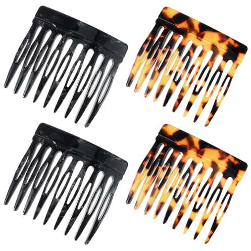 4 Stück Kleine Französische Kämme, 2 Farben Vintage Französischer Seitenkamm, Frauen Kamm Clips, Dekorative Kleine Haarkämme für Feines Haar, Frauen, Mädchen, Twist Haarstyling