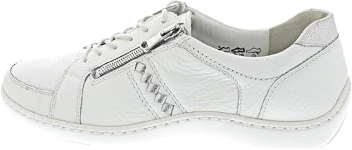 Waldläufer Henni Halbschuh mit ProAktiv Fußbett 496054-211-663, Glattleder, Weiß mit silbernen Details, Weite H Weiß Gr. 42