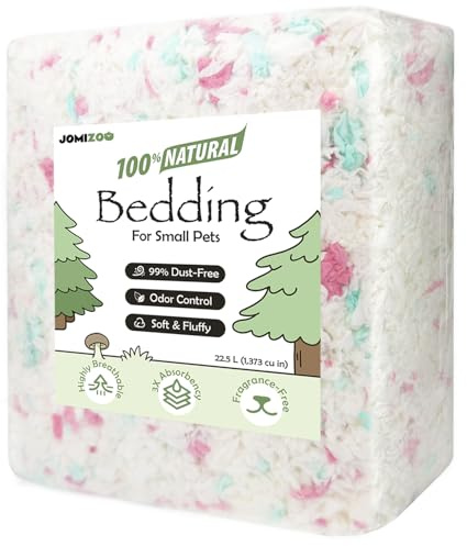 JOMIZOO Natural Paper Bedding for Small Pets, 99% Dust-Free, Soft, Fluffy and Absorbent, for Hamsters, Gerbils, Mice, Rats and Guinea Pigs, Rose Sky, 22L