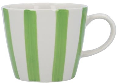Gisela Graham Striped Stoneware Mug, 300ml (Green)