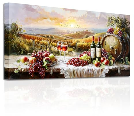 SERIMINO Wandbilder Wohnzimmer, Modern Landschaft Gemälde Küche 50x100 cm | Weinlandschaft Wanddeko, Hochauflösender Druck, Leinwand Holzrahmen, Einfache Montage, Raum und Geschenk Geeignet