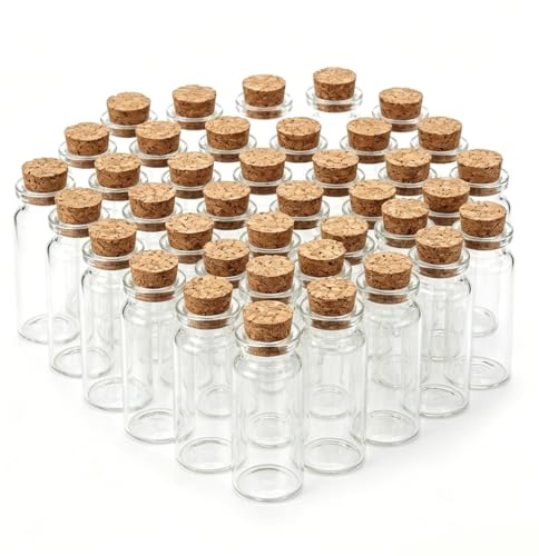 30 Pièces Fiole en Verre 10ml, Petite Bouteille en Verre Transparente avec Bouchon en Liège, Mini Bouteille Verres pour Contenant Dragées, Tube a Essai Décoration Mariage Bricolage 22 * 50mm