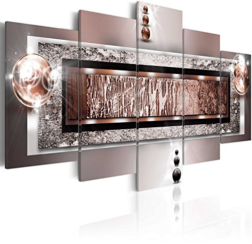 B&D XXL - Wandbilder XXL Abstrakt 200x100cm 5 tlg Wand Deko Leinwand Bilder Groß Wanddeko Wohnzimmer Schlafzimmer Kunstdrucke, Wohnzimmer, Leinwand, moderne - Textur Perlen Struktur silber 020101-214
