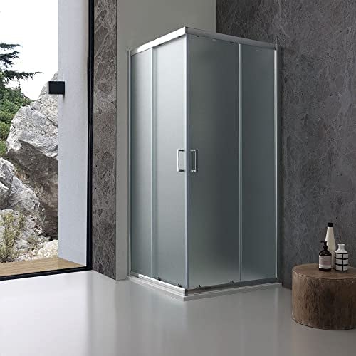 Box doccia angolare quadrato 90x90 cm cristallo opaco ruvido | Giada