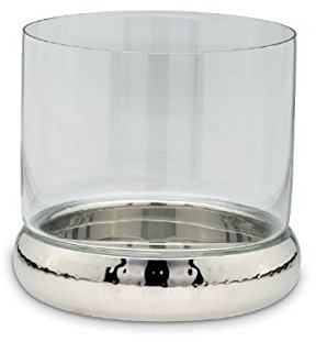 Windlichter / Kerzenhalter rund, gehämmert Gesamt-H 24,0cm, D 24,0cm Edelstahl