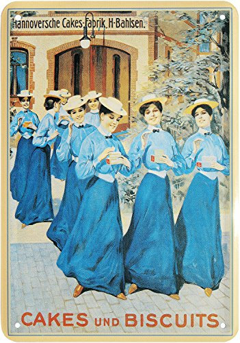 Blechpostkarte HANNOVER KEKS FABRIK BAHLSEN 10x14cm Blechkarte PKM 91