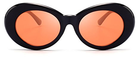 Armear Fashion Oversized Retro 80s Oval Lenses Mod Tinted Sunglasses UV400 (Black,orange lens, 51)