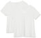 Amazon Essentials Camiseta de Manga Corta con Cuello en Pico y Corte Recto Mujer, Pack de 2, Blanco, M