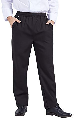 Nanxson Pantalón Holgado de Chef para Hombre Pantalón de Trabajo de Restaurante con Cintura elástica CFM2008 (Negro, L)