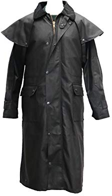 Hunter Outdoor Aussie Duster Long Unisex Wax Coat (Black, Medium)
