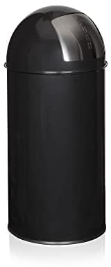 hjh OFFICE 741005 Mülleimer klein Push Schwarz 35L Retro Abfallsammler mit Push-Klappe