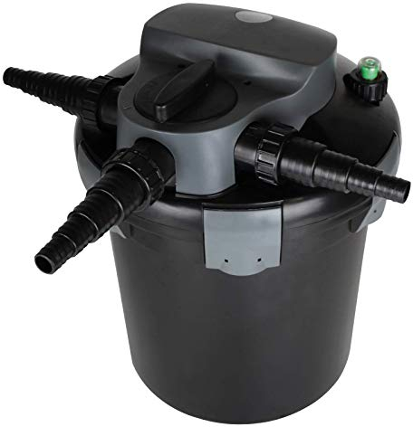 Kerry Electronics Teichfilter KEV06000 Bio Druckfilter mit 9W UV-Einheit und Rückspül-System, Schwarz, Kanister, Teichfilter, Gartenteichfilter