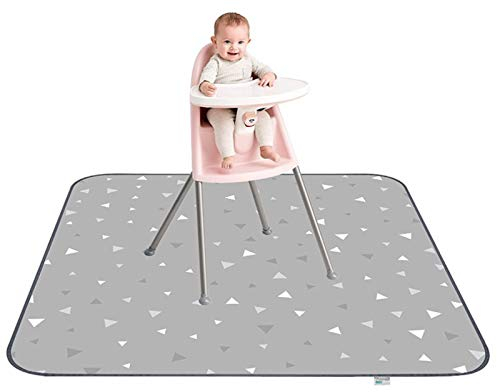 Fitzulam Spritzmatte für Hochstuhl, einfache Reinigung, Bodenschutz, wasserdicht und rutschfest, für Hochstuhl, 132 x 132 cm (Graues Dreieck)