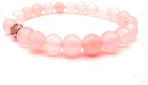 Reiki - Braccialetto con pietre di quarzo rosa, in sacchetto per gioielli, quarzo rosa