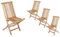 SAM 4er Set Balkonstuhl Menorca, Teakholz massiv, zusammenklappbarer Gartenstuhl, Klappstuhl für Balkon, Garten & Terrasse