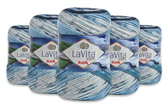 LaVita Yarn BATIK Handstrickgarn, Wolle 5-Teilige Packung, 100% Micro Acryl Sportgarn, 1 Ball 100 gr, 170mt… (DG15)