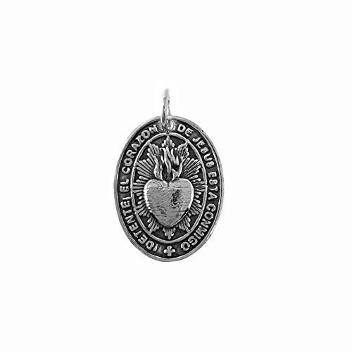 925m Silbermedaille Act. 25mm Herz Jesu. STOP THE HEART OF JESUS ??IST MIT MIR Rückseite glatt
