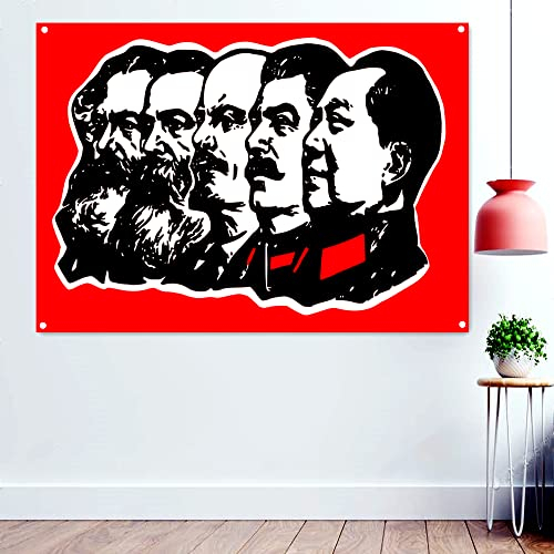通用 Marx, Engels, Lenin, Stalin, Mao Kommunistischer Führer Poster CCCP UdSSR Tapete Die größte sowjetische Propaganda Banner Flaggen Wandbild 96 x 144 cm
