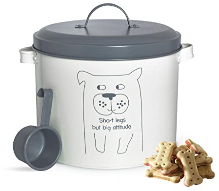 Sendez Caja de comida seca con pala, 6 litros, lata metálica para animales