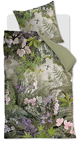 Beddinghouse Mako Satin -Bettwäsche 'Charming', 135 x 200 cm, Green, Größe:135x200 cm + 80x80 cm