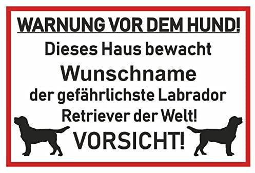 Samunshi® Aufkleber Labrador Retriever Warnung - Schild Sticker Hinweisschild Warnschild Vorsicht Hund 30 x 20cm Labrador Retriever Warnung schwarz