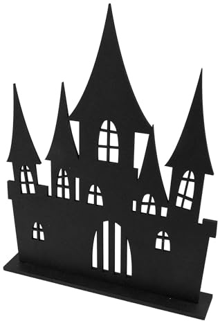 HOBI Dekoration Spukburg aus Holz, Schwarz, 18 x 23 cm – Schwarz