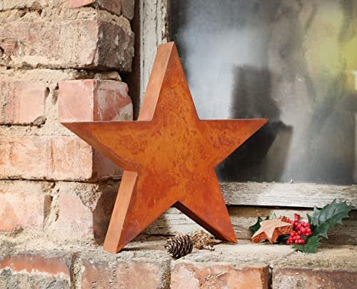 Dekoleidenschaft Dekofigur Stern aus Metall in Rost-Optik, Ø 29 cm, Outdoor Deko frostsicher, Weihnachtsdeko wetterfest, Metallstern, Gartendeko für Draußen, Rostdeko, Gartendekofigur