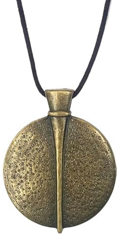 ASTER ALHELÍ - Collana Donna Lunga con Grande Ciondolo a Medaglione Bronzo - Collana con Cordino in Pelle Scamosciata Marrone - Lunghezza Regolabile - Idea Regalo - Collana Medaglione (Bronzo)