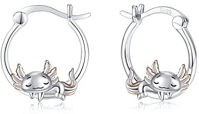 Axolotl Ohrringe Creolen 925 Silber Axolotl Ohrringe für Mädchen Frauen Tier Schmuck Geschenke