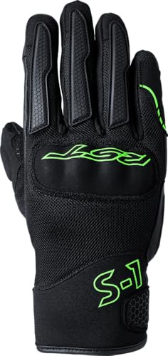RST S1 Mesh CE Mens Vented Summer Motorcycle Gloves (Black, Green, L)